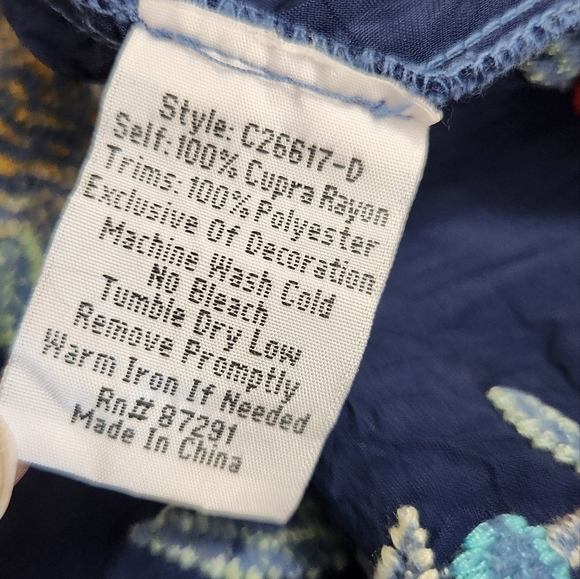 Johnny Was Playa ‎ Embroidered Navy Tunic  Top - Picture 12 of 12